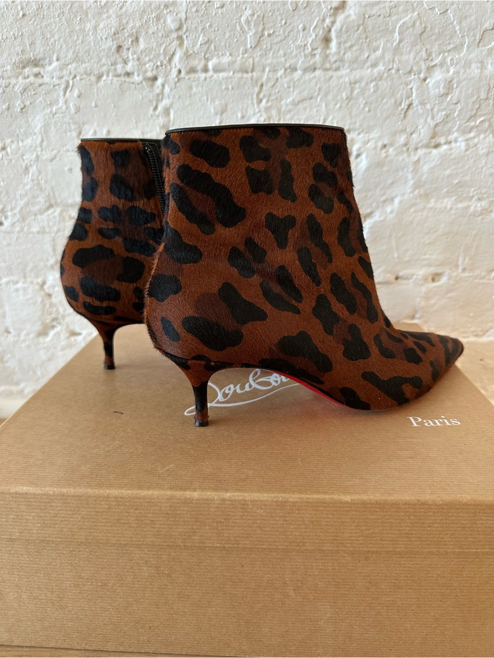 Christian Louboutin Leopard Pony Hair So Kate Kitten Heel Booty 55mm heel